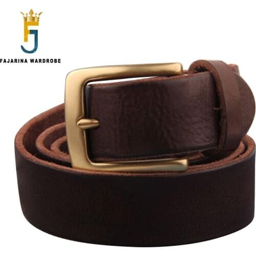 FAJARINA Unisex Design Retro Belts Jeans Apparel Accessories Quality Solid Cowhide Leather 33mm Belt for Men & Women N17FJ910