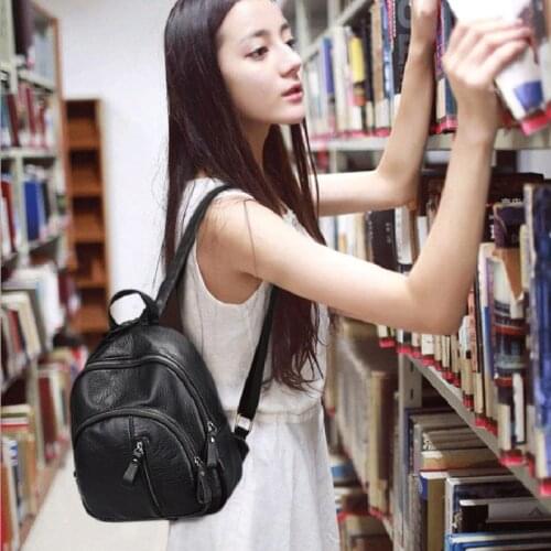 Female Backpack Lychee Pattern Soft Pu Leather Mini Backpack Casual Portable Solid Color Zipper Backpacks Womenрюкзак Женский