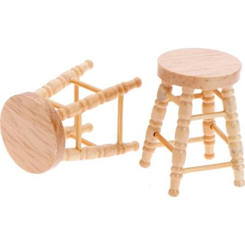 1/12 Dollhouse Miniature Accessories Mini Wooden Stool Simulation Chair Furniture Model Toys For Doll House Gardan Decoration