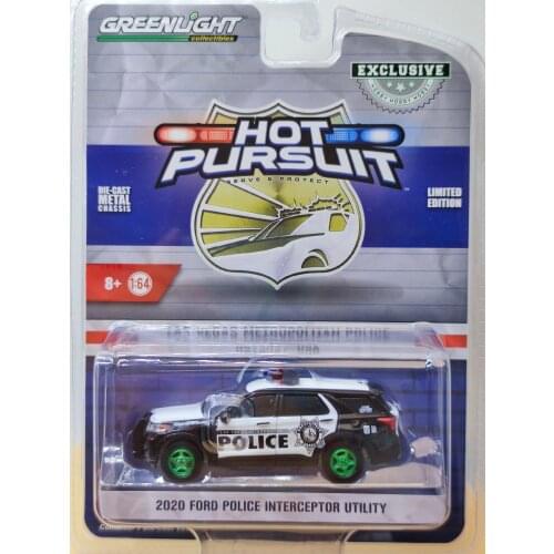 1/64 GreenLight 2020 Ford police interceptor utility lExplorer Metropolitan car green Collection of die-cast alloy car models
