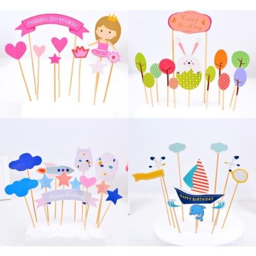 1 Set 12 Kinds Choice DIY Cartoon Comic Cupcake Cake Toppers Picks Kids Children Birthday Party Decoration Baby Shower Accessory