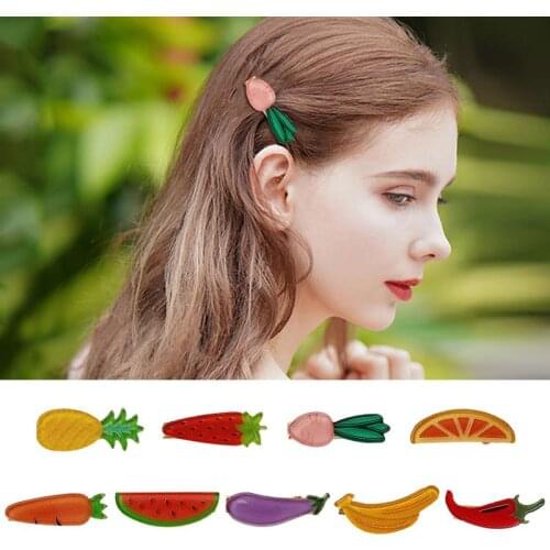 1Pc Creative Fruit And Vegetable Shape Hair Clip Cute Fruit Design Hair Barrette Duckbill Hair Clip Hair Pin Hair Accessories