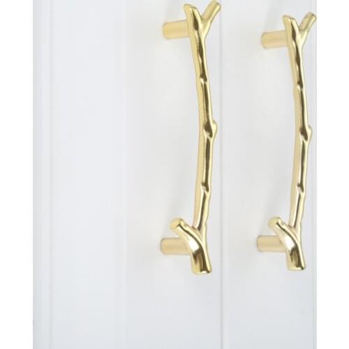 1 PC 96/128mm Gold Creative Kitchen Furniture Handles Tree Branch Cabinet Handle Drawer Knobs Door Pull Hardware for Home Decor