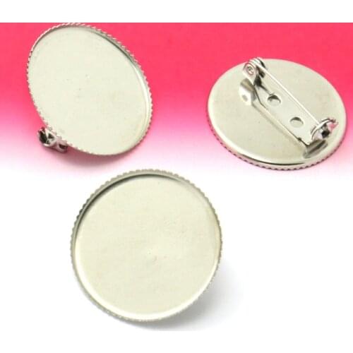10pcs 18 20 25mm Stainless Steel Round Brooch Base Cabochon Blanks Trays with Brooch Pins Cameo Cabochon Base Setting Accessorie