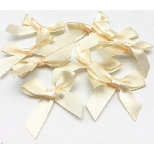 100pcs Ivory Color Satin Ribbon Tail Bows Decorative Ties For Wedding Invites Cardmaking Embellishments DIY Crafts Scrapbook