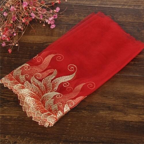 14Yards New Arrival Red Golden Edge Lace Trim Embroidery Tulle Lace Trim 21cm Wide