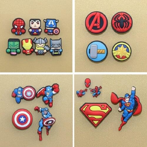 2-5Pcs PVC Super Hero Avenger Shoe Charms Shoe accessories Shoe decoration Shoe Buckles Accessories Fit Wristband/Croc JIBZ