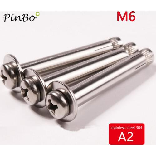 2pcs/lot 5lot+ discount 10%stainless steel 304 M6*50/60/70/80mm pan Head Phillips Expansion sleeve Anchor Bolt