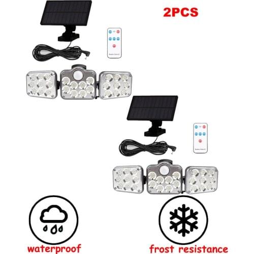 2pcs 138 led seperable remote 3 Modes Solar Light Outdoor Solar Lamp PIR Motion Sensor solar Wall Light Waterproof adjustable an