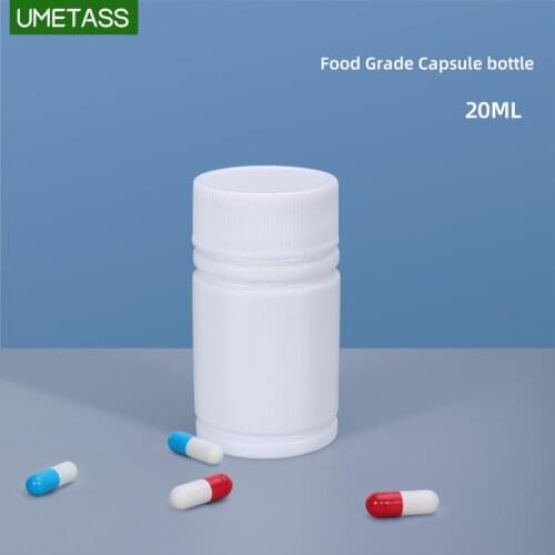 20PCS of 20ML Empty Portable Thicken Plastic Bottles Capsule Case with White Screw Cap Pill Tablet Holder Storage Container