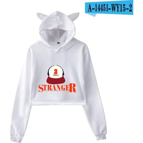 Stranger Things 3D Hoodies Women Girl Cute Hot New fashion trend Cat Crop Top Stranger Things Slim Sexy Sweatshirt clothing