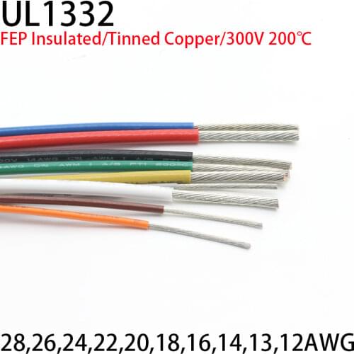 1M Square 3.02mm² OD 3.00mm 12 AWG UL1332 PTFE Wire FEP Plastic Insulated High Temperature Electron Cable 300V