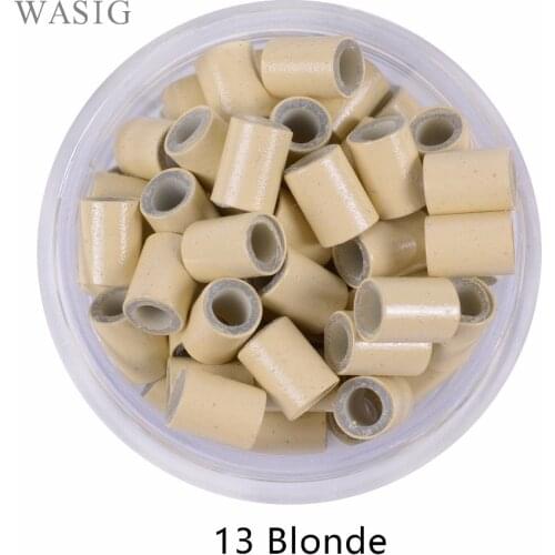 13# Blonde 500 Pcs 4.5MM Lined Silicone Copper Tubes Microlink Loop Rings Hair Beads for Human Hair Extensions Braids Tools