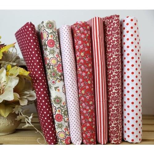 7 Prints Assorted Pre-Cut 50CM*50CM dark red Cotton Fabric Fat Quater Bundle DIY Patchwork Quilting Fabric doll clothes