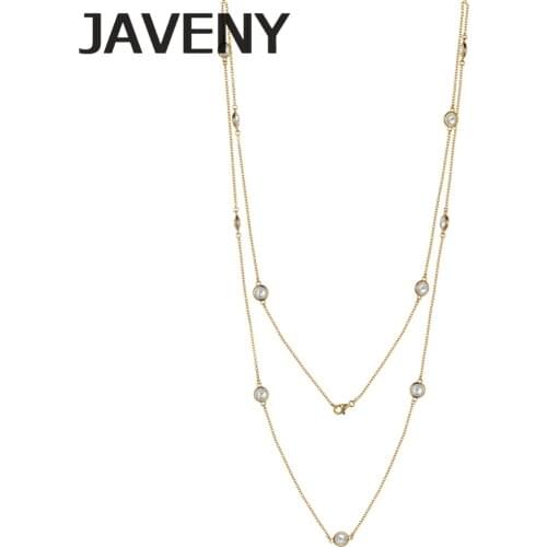 925 Sterling Silver 3A Grade Round Faceted CZ Cubic Zirconia Wedding Long Chain Station Necklaces for Women 6pcs Lot Wholesale