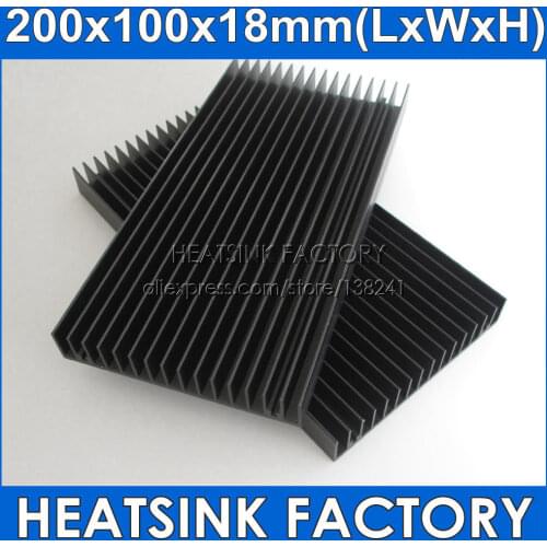 1pcs Large Black 200x100x18mm Aluminum Heatsink Aluminium Heat Sink Cooler Radiator