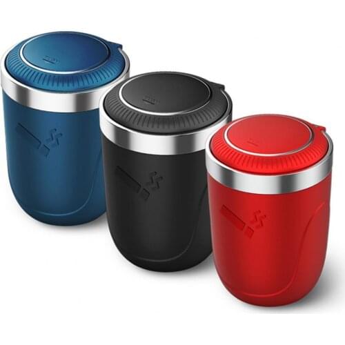 Car Ashtray Colorful with Lid LED Light Multifunction Ash Storage for Car