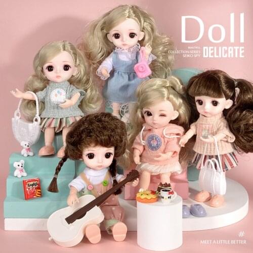 BJD Dolls for Girls And Full Set Clothes Girl Doll Toys 12 Joint Free Rotation Ball-Jointed Doll 16 cm Clearance Sale Dolls Gift