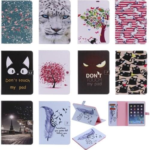 For iPad air 1 Case bear Cat print Flip Stand PU Leather Cover Stand Case for Apple ipad 5 with Soft TPU Shell cover