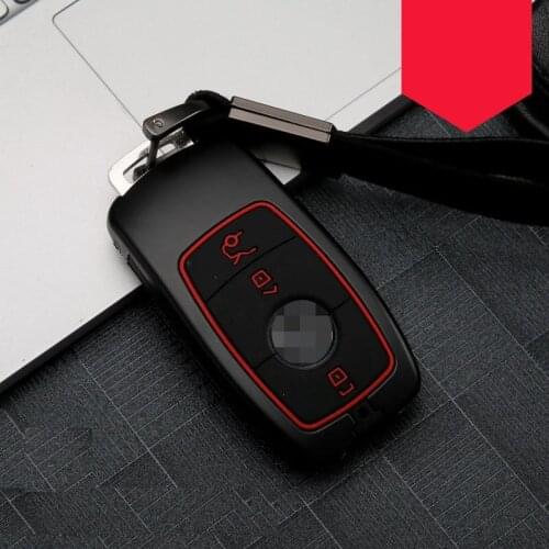 Carbon fiber Alloy+Silicone Car Remote Smart Key Case Fob Cover For Mercedes Benz AMG 2017 E Class W213 S class