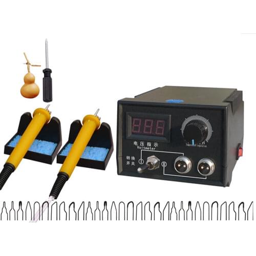 60W Adjustable Temperature Wood Burner Pyrography Pen Burning Machine Gourd Crafts Tool Set With Welding Wire 110V/220V