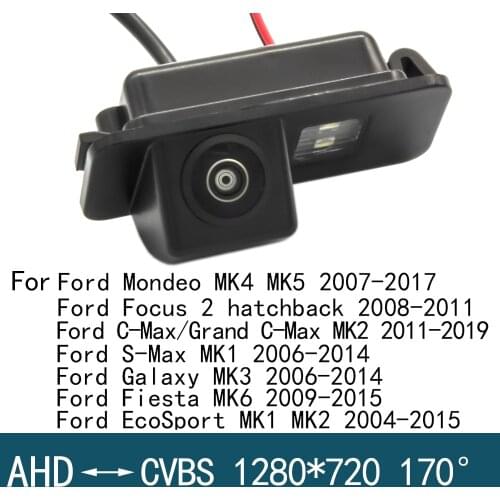For Ford Mondeo MK4 MK5/Focus 2 Hatchback/ C-Max/Ford S-Max MK1/Fiesta HD 720P 170° Fisheye Lens Car Reversing Rear View Camera