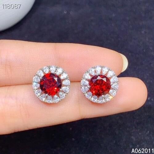 KJJEAXCMY fine jewelry natural Garnet 925 sterling silver noble girl earrings new Ear Studs support test hot selling