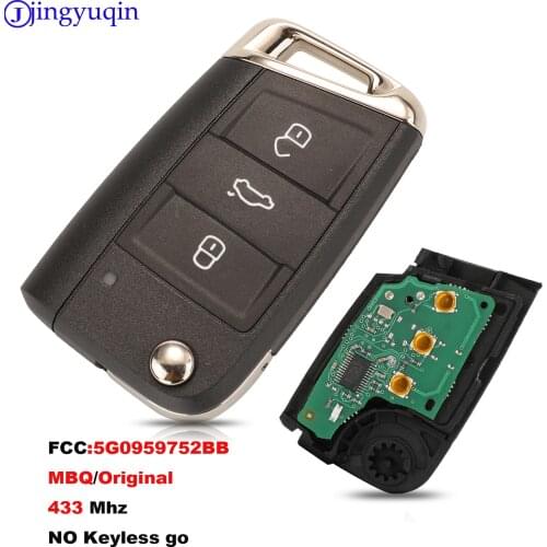 Jingyuqin 433Mhz 3 Buttons Remote Car Key For VW Golf 7 MK7 Skoda Octavia A7 Seat 5G0959752BB MBQ Original No Keyless Go