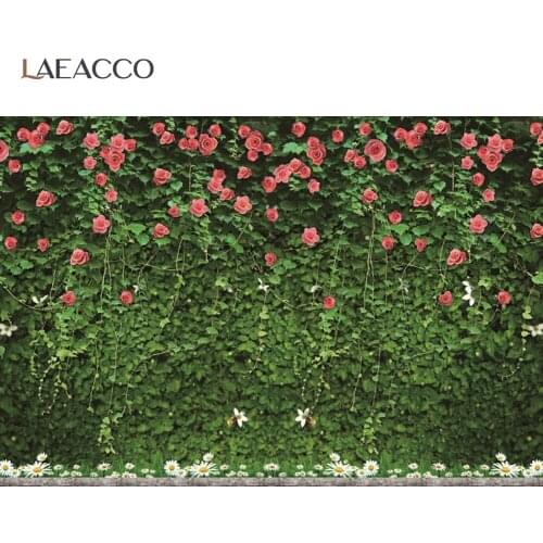 Laeacco Spring Green Plants Flowers Wall Photography Backdrop Wedding Birthday Party Baby Shower Child Photo Studio Backgrounds