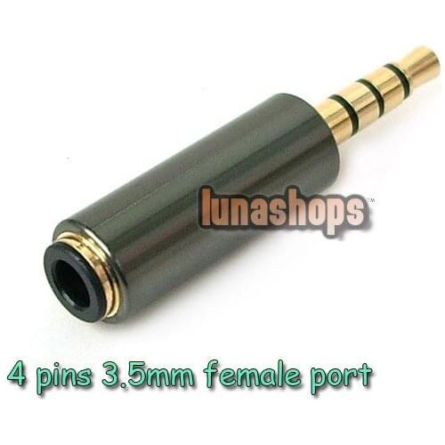 LN001814 4 pins 3.5mm Male to Female adapter Convertor for Iphone Nokia Moto HTC handfree headset
