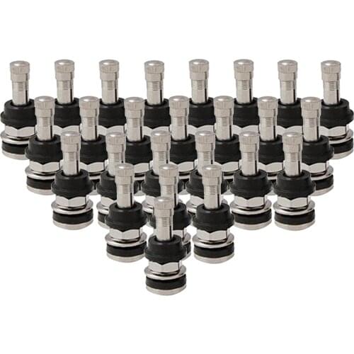 25x TR416 Metal Valve Stems for .453" & .625" Rim Holes Long 1 1/2 " Silver