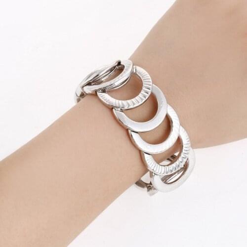 Moda Mujer Femme Bracelet Moon Shape Metal Strand Elastic Pulsera Hombre Bracelets Gifts For Women Jewelry Wholesale