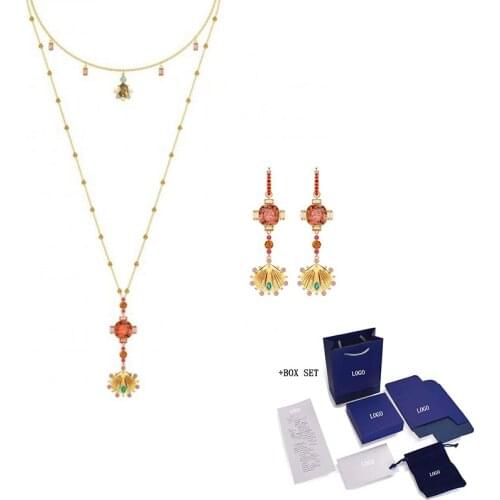 Fashion High-Quality Swa Necklace Earrings Exquisite And Elegant Shell Decoration Gold Set Ladies Jewelry Gifts Free Shipping