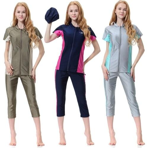 Islamic Dubai Muslim Swimwear Modest Arab Women Burkini Bathing Swimming Suit Swim Surf Wear Sport 3 Pieces Traditional Swimsuit