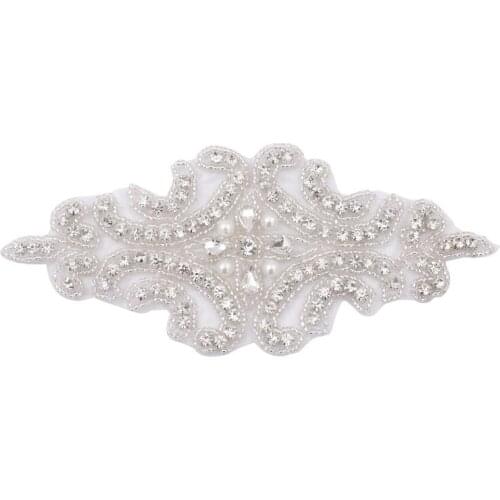 8*17CM White Limitation Pearls Rhinestone Flower Sticker Applique DIY Wedding Dress Bags Shoes Decoration Garments Accessories