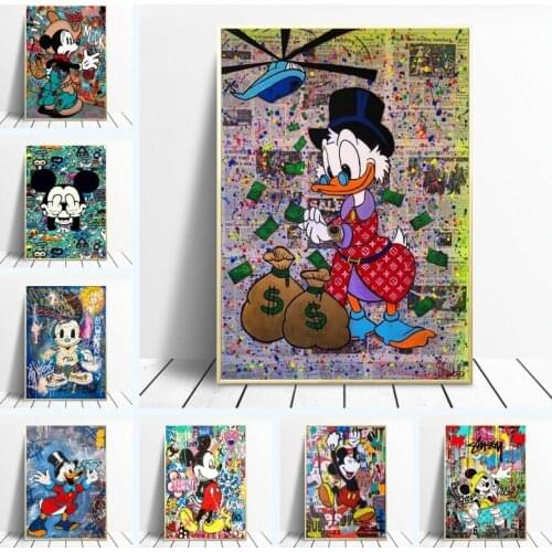 Disney Funny Mickey and Minnie Wall Art Canvas Painting Nordic Posters and Prints Room Decoration Pictures for Living Home Decor