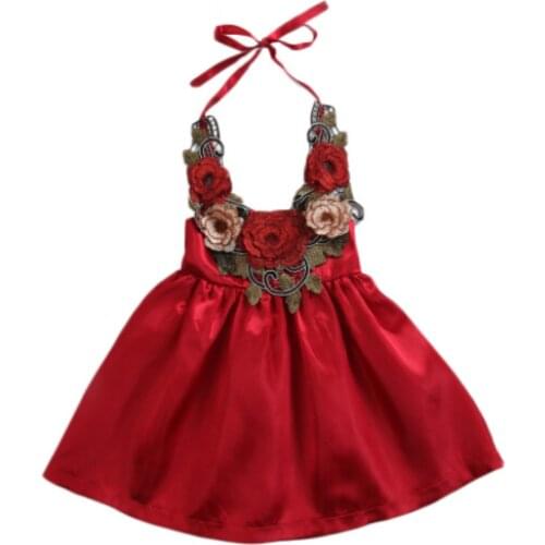 2017 New Summer Infant Baby Kid Girls 3D Floral Sleeveless A-Line Mini Dress Outfits Size 1-5T