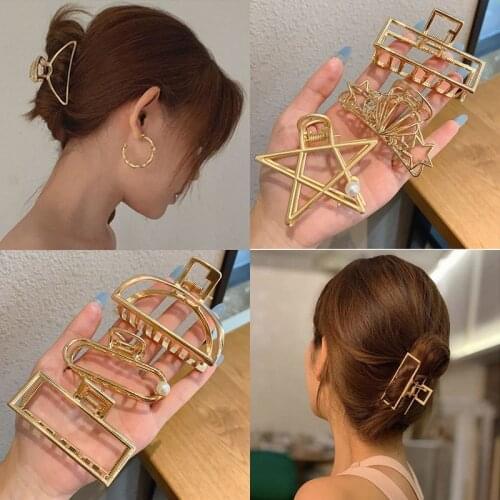 New Hyperbole Big Pearls Metal Hair Claw Clips Big Size Makeup Hair Styling Barrettes for Women Hair Accessories