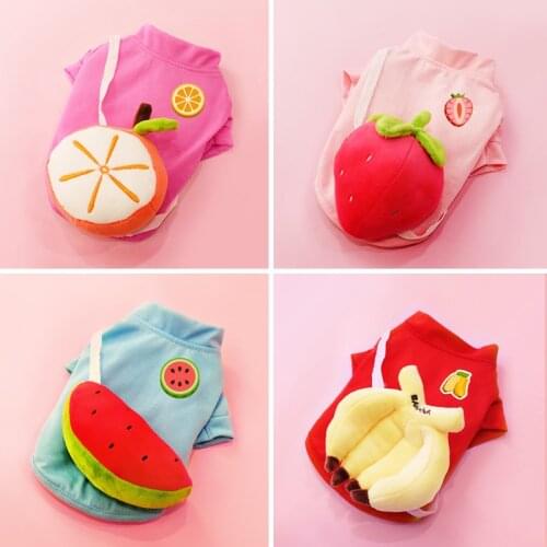 Small Dog Clothes summer thin Teddy cat Pomeranian Bichon Corgi breathable Puppy pet Outfits Fruit backpack Drop Shipping 2021