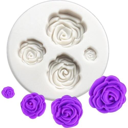 Wholesale 10 pcs/lot Rose Silicone Mold Fondant Chocolate Sugarcraft Mold Cake Decorating Tools Baking Accessories
