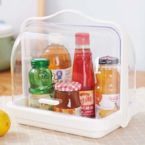Plastic Storage Box Portable Home Organizer Transparent Makeup Organizer porta joias dust-proof Kitchen condiment storage box