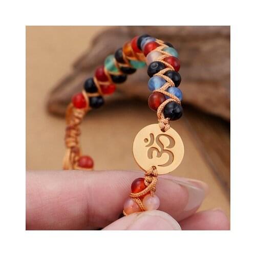 Color Natural Stone Handmade Braided Double Bracelets Men Women Adjustable Energy Colorful Beaded Bracelets on Hand