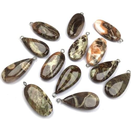 Natural Stone agates Pendant Elliptical shape Exquisite Pendants charms for Jewelry making DIY Necklaces Accessories 15x34mm