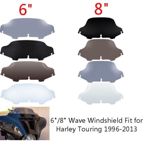Clear/ Smoke /Black 6"/8" Wave Windshield Fairing Windscreen For Harley Touring Electra Street Glide CVO FLHX EFI FLHTPI 96-2013