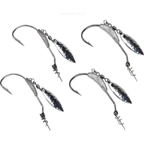 Bammax Fishing hooks 2pcs 2g 3g5g 7g jig head hook with sequins and spring lock needle crank hook for Soft Bait Crankbait tackle