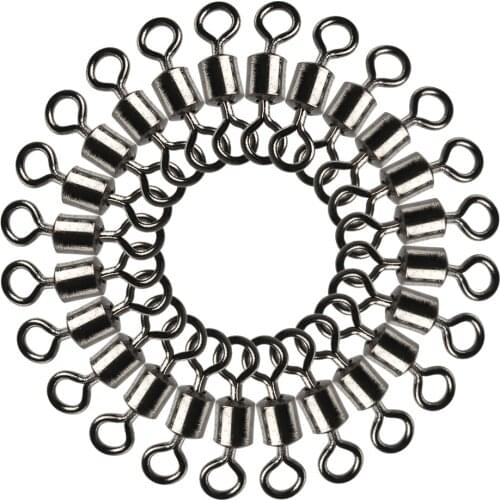 Fishing Barrel Bearing Rolling Swivel Solid Ring LB Lures Connector 7 Size 100pcs/set