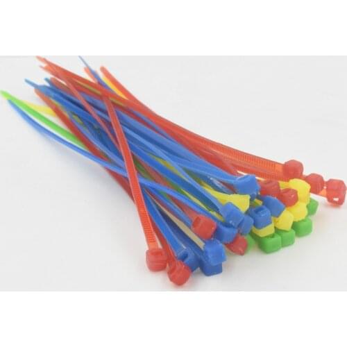 200mm Self locking Nylon Cable Ties 8 inch 100Pcs 4 color Plastic Zip Tie 18 lbs black wire binding wrap straps