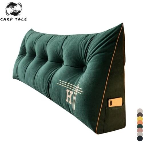 Removable Bedside Velet Cushion Triangular Bed Backrest Pillow for Couple Soft Large Waist Sofa Cushion Tatami Couple Pillow
