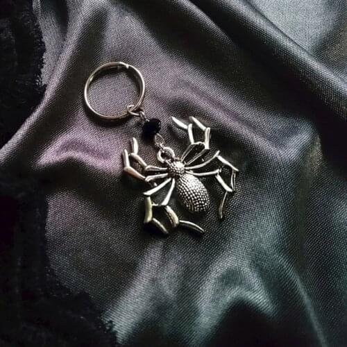 Silver colour Spider Keyring Creepy Keychain Gothic Gift Halloween Horror fashion men women Unique, novel beautiful 2020 new
