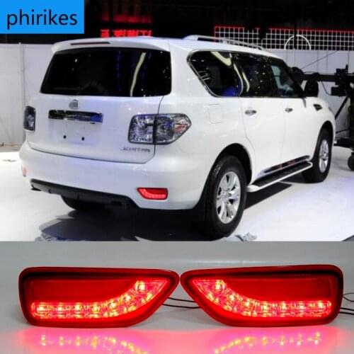 LED Dynamic Turn Signal For Nissan Patrol Y62 2014-2019 Multi-function Rear Fog Lamp Bumper Light Auto Brake Light Reflector 2PC